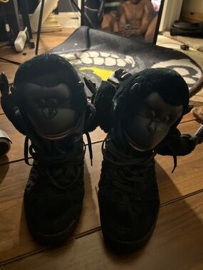 Jeremy Scott x Adidas Black Gorilla Face High-Top Sneakers